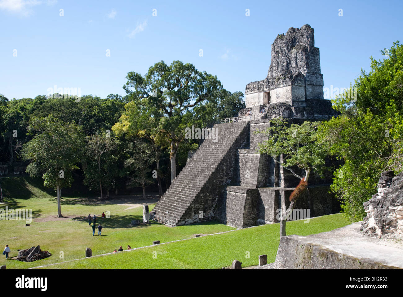 Tempio che io, tempio della grande costruzione Jaguar a Tikal sito archeologico. Guatemala. Foto Stock