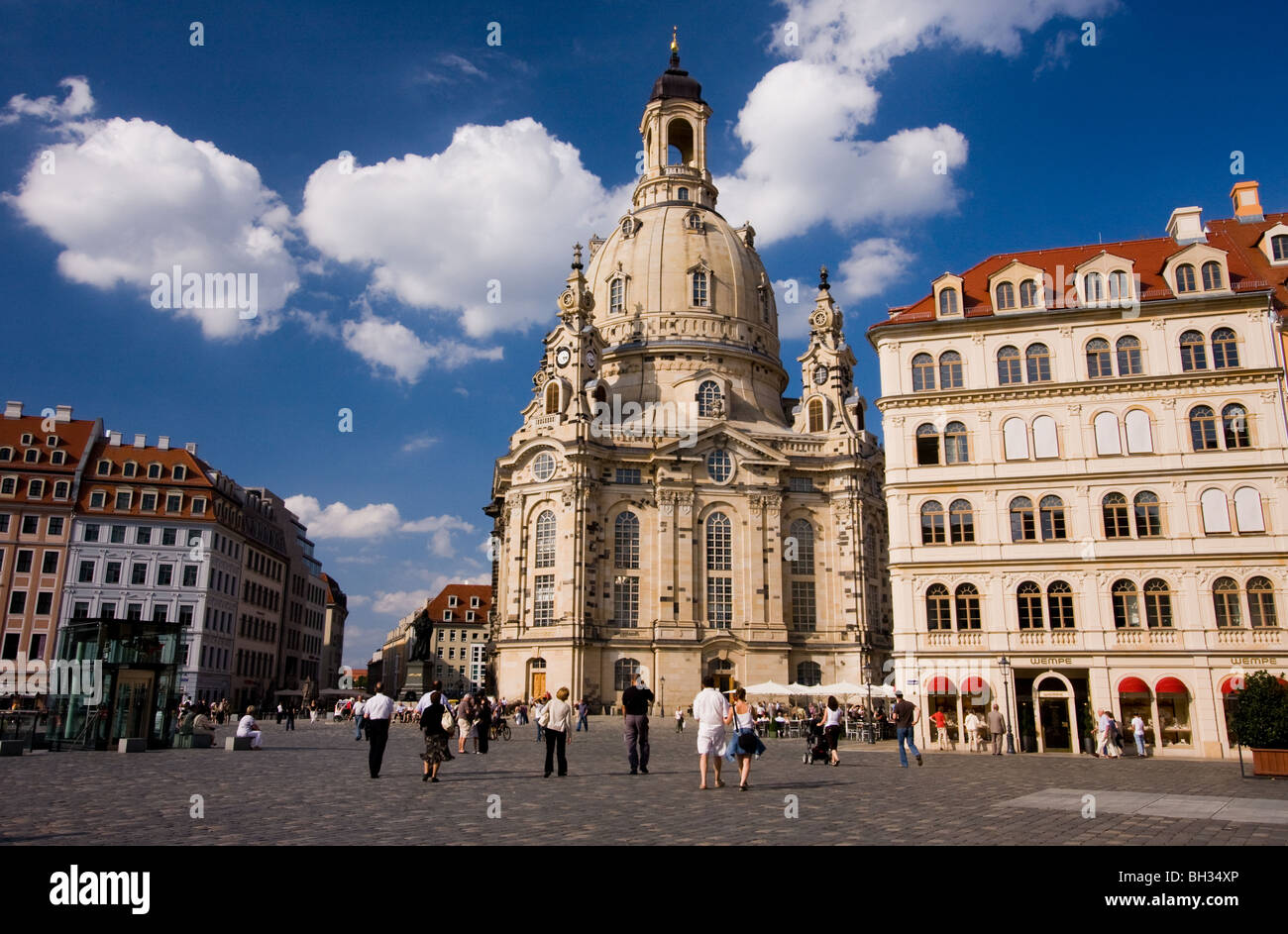 La Frauenkirche di Dresda Neumarkt della Sassonia Germania Foto Stock
