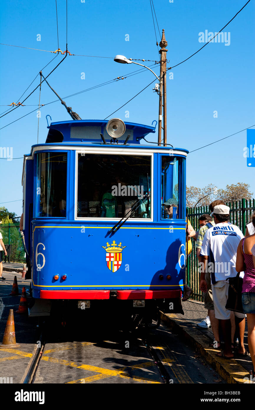 Barcellona - sistema tranviario - Tramvia Blau (tram blu) Foto Stock