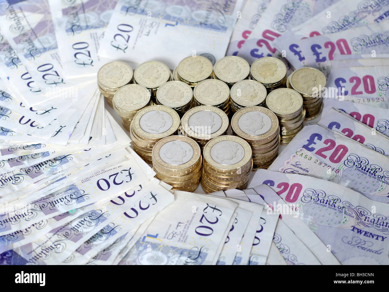 Valuta britannica venti pound note Foto Stock