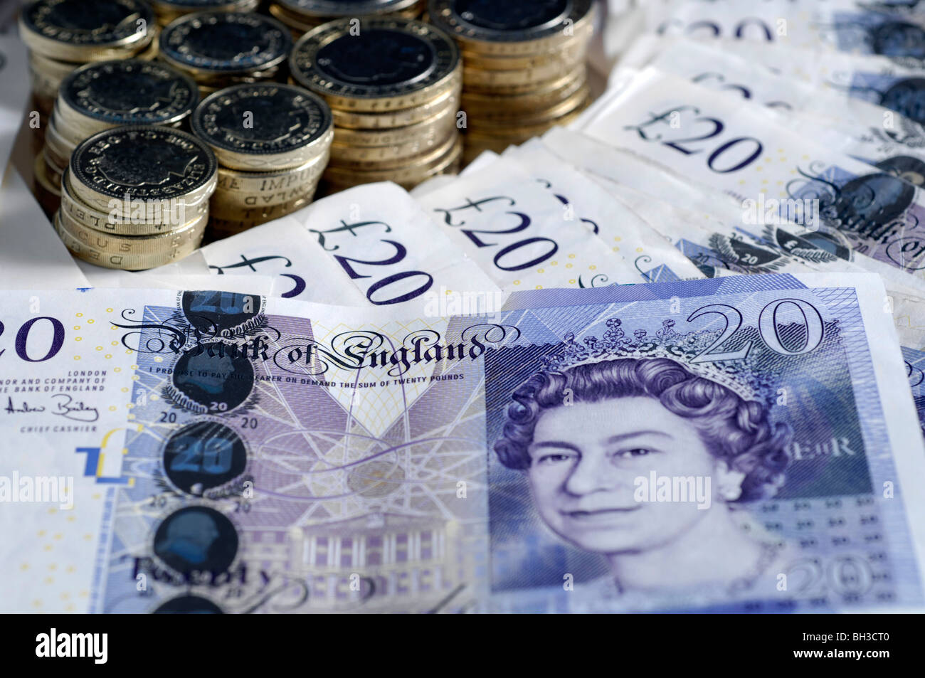 Valuta britannica venti pound note Foto Stock