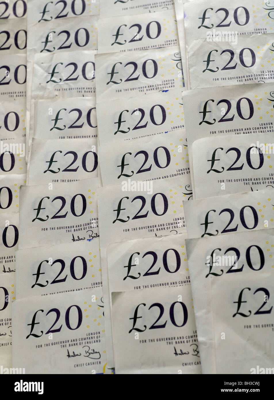 Valuta britannica venti pound note Foto Stock
