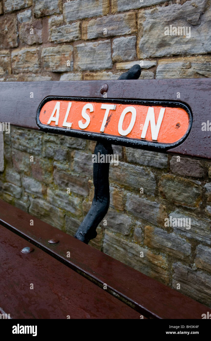 Sedile passeggero a Alston station,south tynedale railway,Cumbria Foto Stock