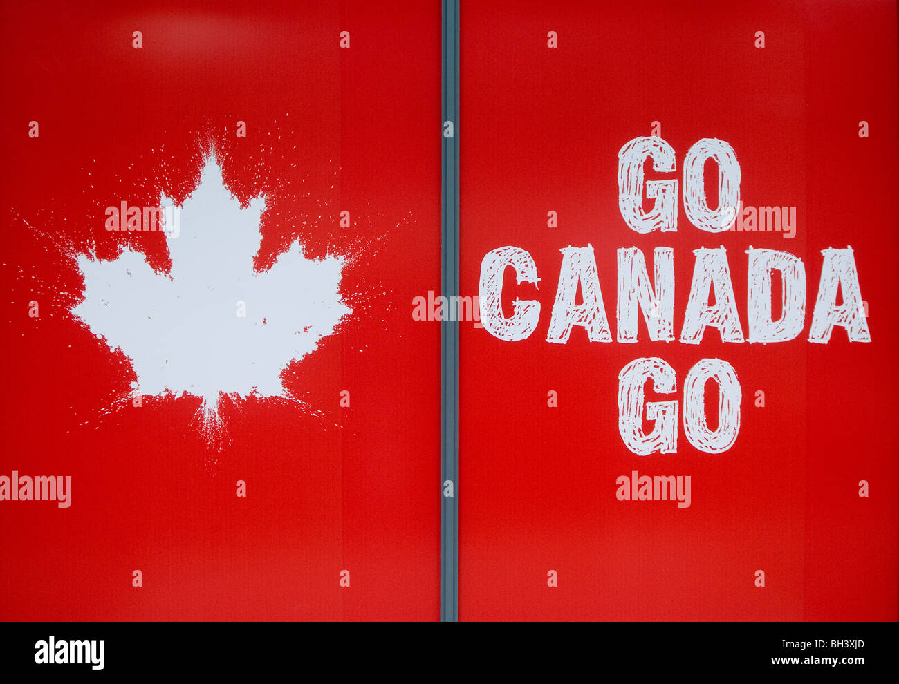 Storefront banner per 2010 Olimpiadi di Vancouver, Canada Go Go Foto Stock