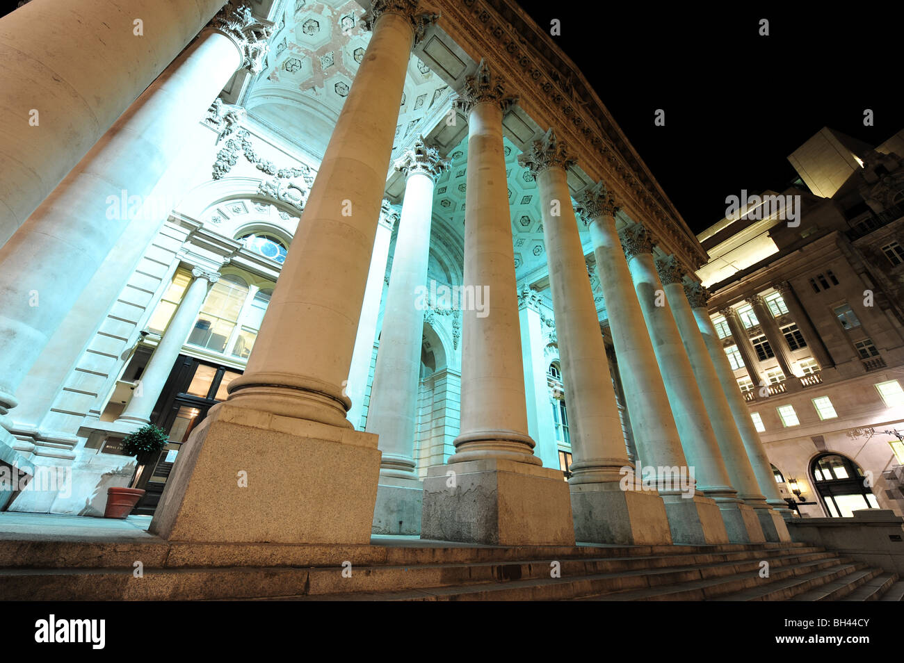 Banca d'Inghilterra di notte Londra Inghilterra Foto Stock
