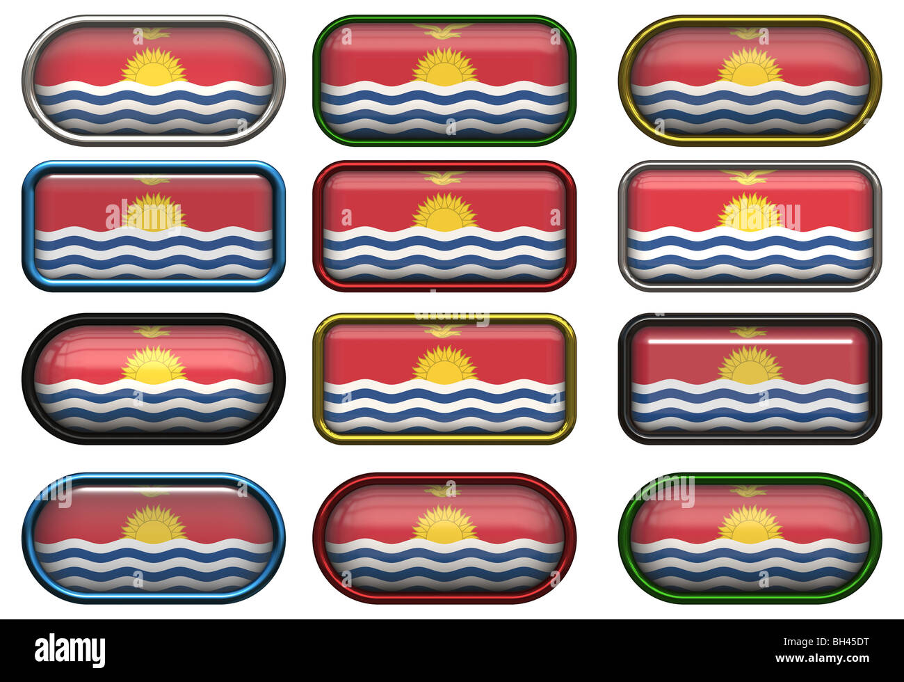 Dodici pulsanti della bandiera di Kiribati Foto Stock