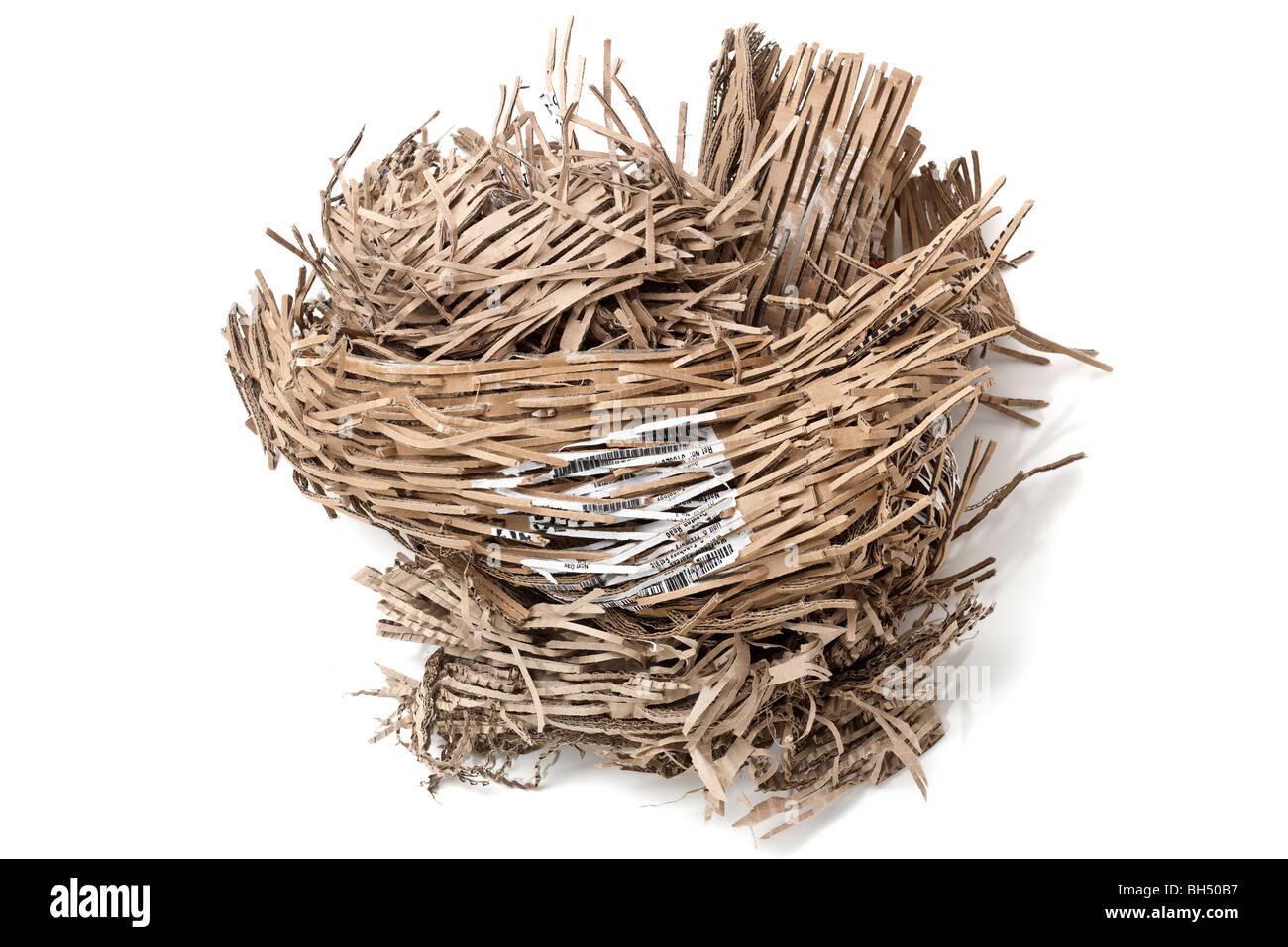 Pila di shredded cartone riciclato materiale di imballaggio Foto Stock