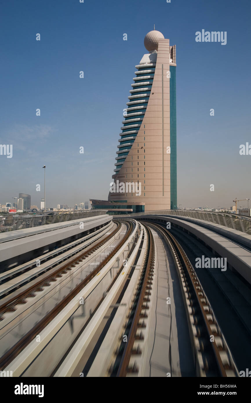 Edificio Etisalat Dubai Emirati Arabi Uniti telecomunicazioni Foto Stock