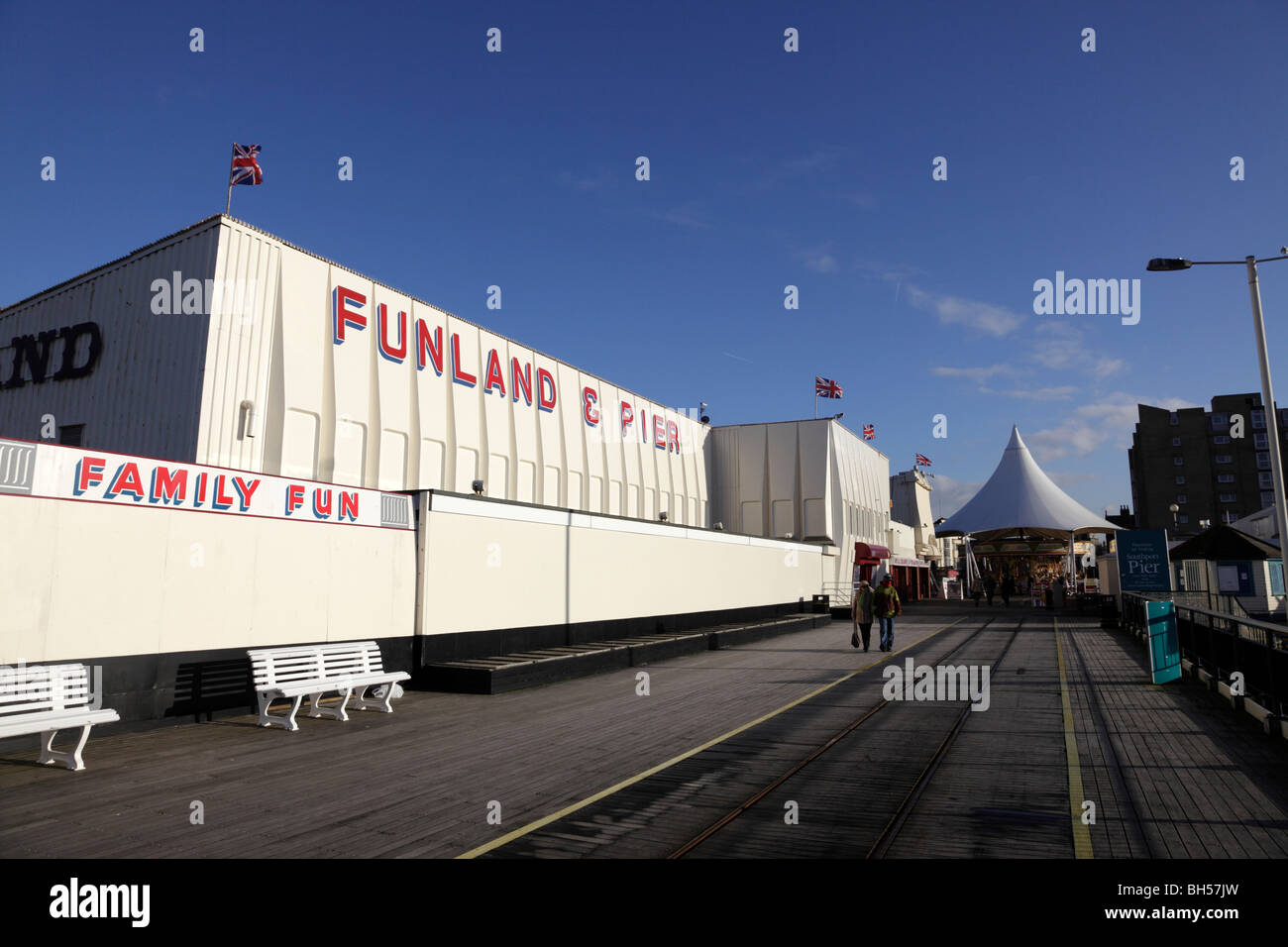 Funland un complesso di intrattenimento su southport pier southport sefton MERSEYSIDE REGNO UNITO Foto Stock