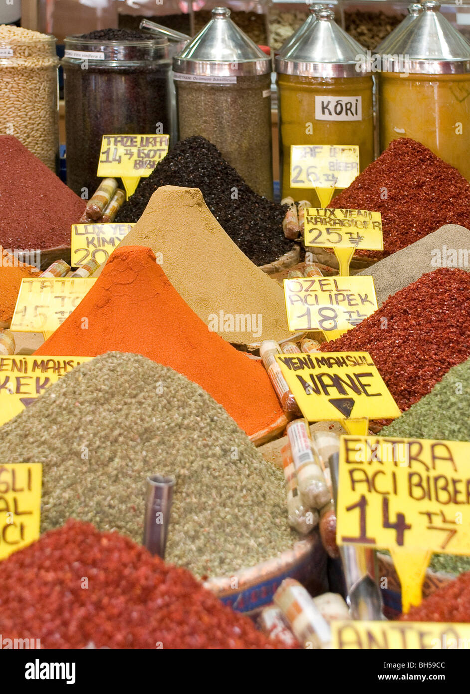 Il Bazaar delle spezie e spezie Istanbul Turchia Foto Stock