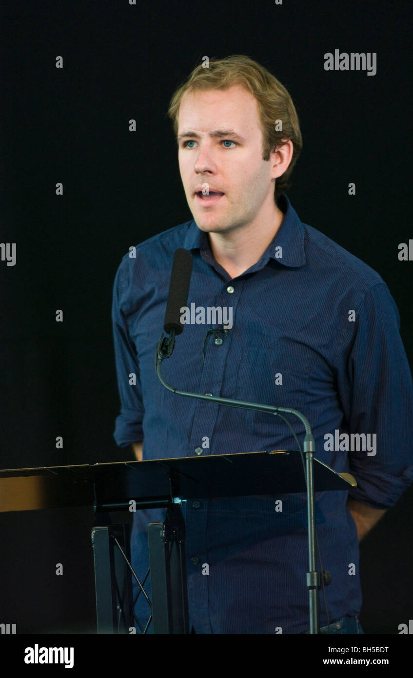 Autore americano Reif Larsen nella foto a Hay Festival 2009. Foto Stock