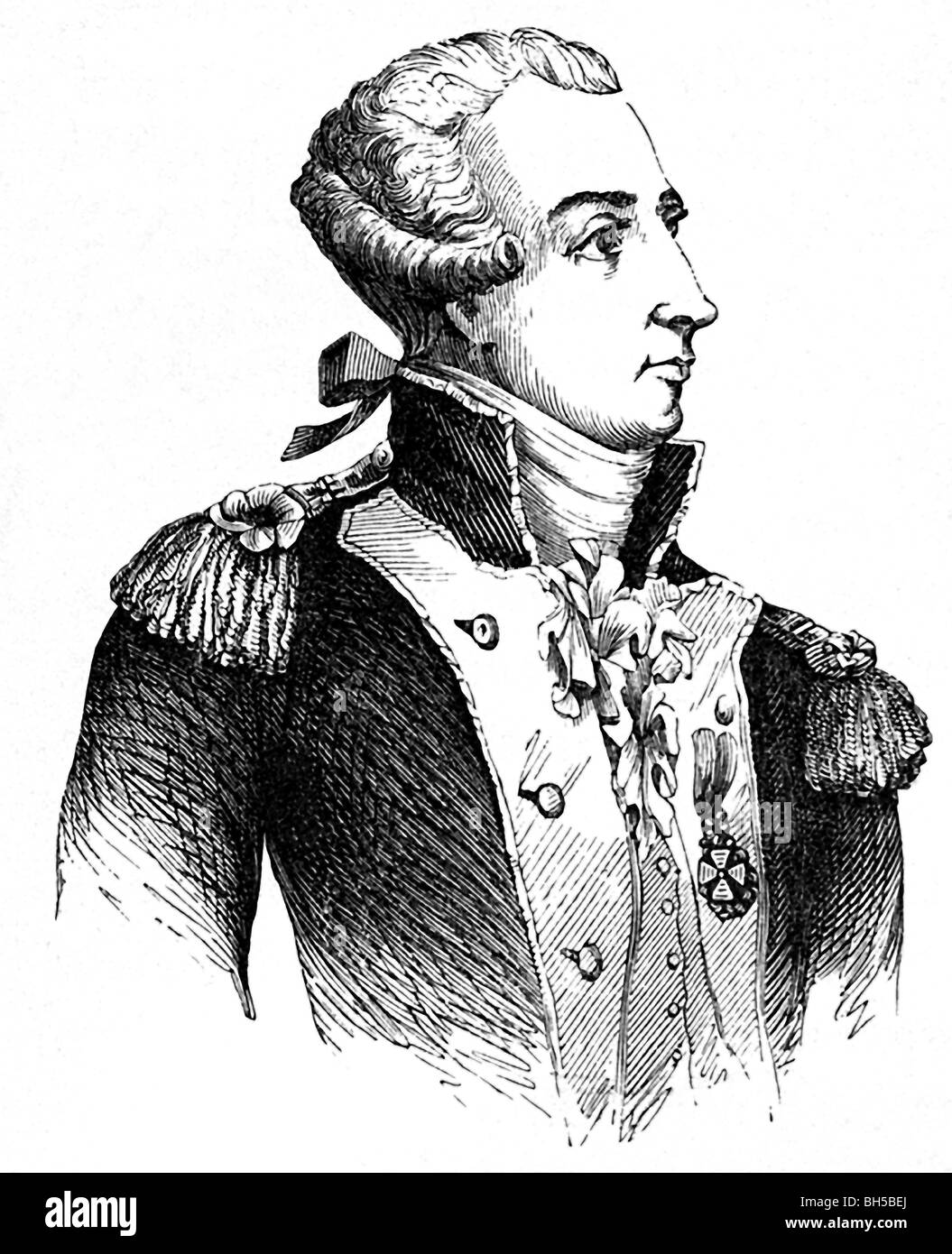 Il generale francese Marchese de Lafayette è venuto in America nel 1777 per unire generale George Washington's esercito continentale. Foto Stock