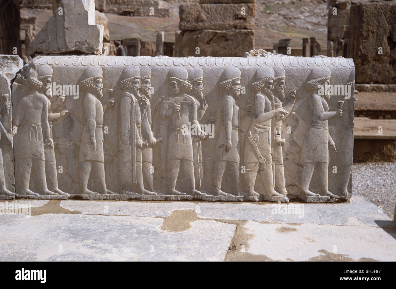 Oriente sulla scalinata del Apadana, Mede Nobili, Persepolis, Iran 690125 204 Foto Stock