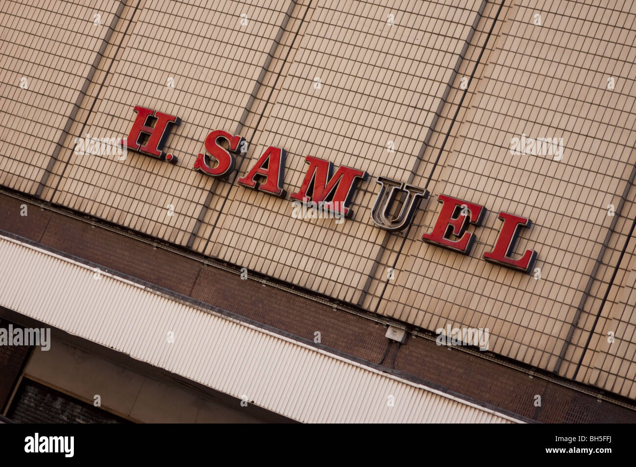 Vecchio H Samuel segno Foto Stock