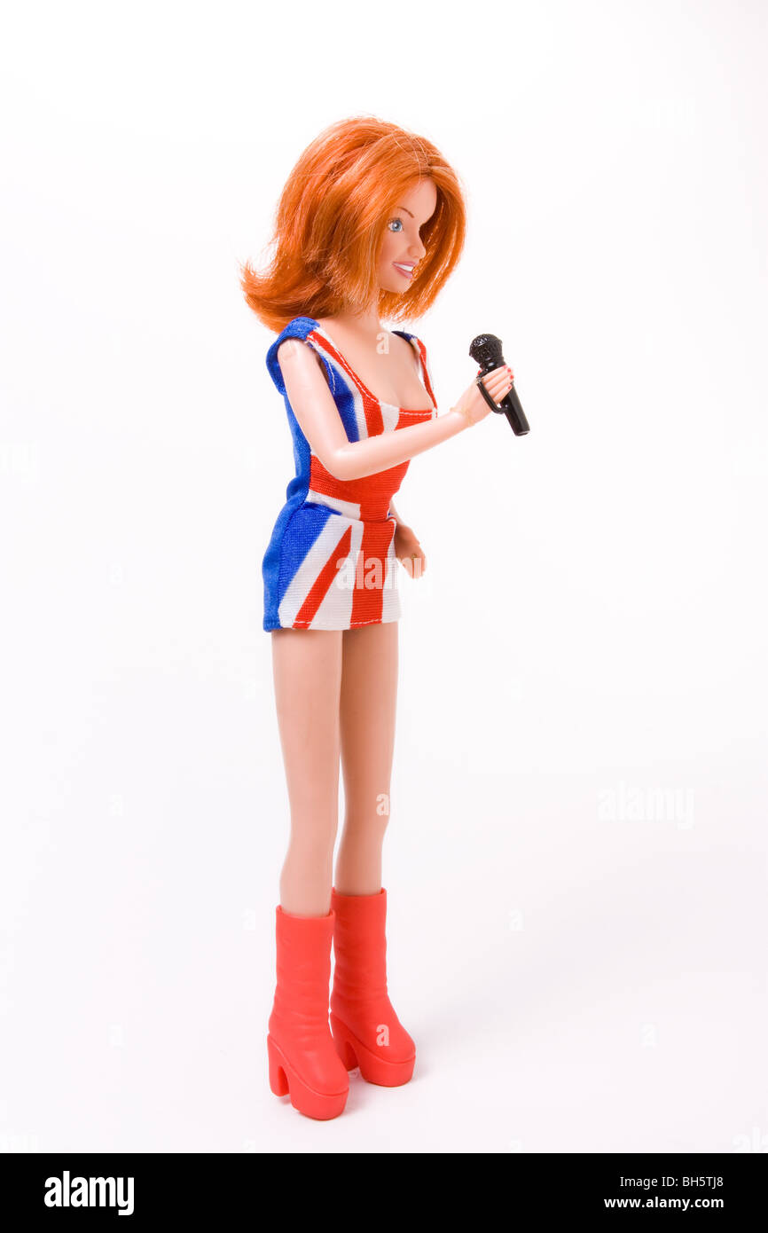 Geri Halliwell bambola indossa abiti che l'Unione jack vestito Foto Stock