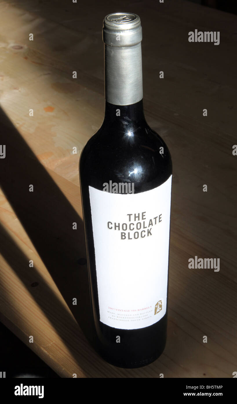 Il blocco di cioccolato, annata 2007, vini Sud Africani Foto Stock