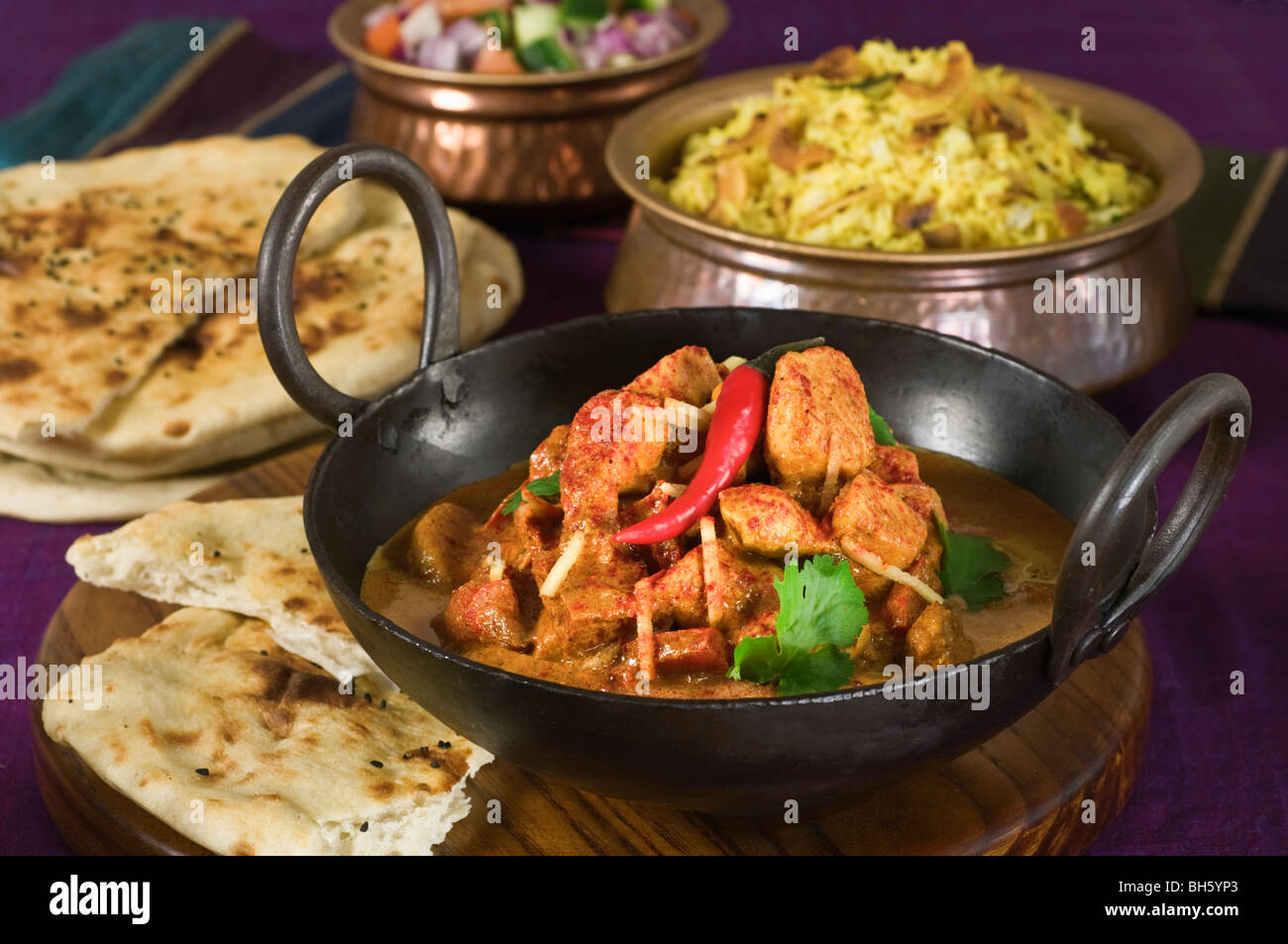 Balti pollo tikka masala curry indiane Foto Stock