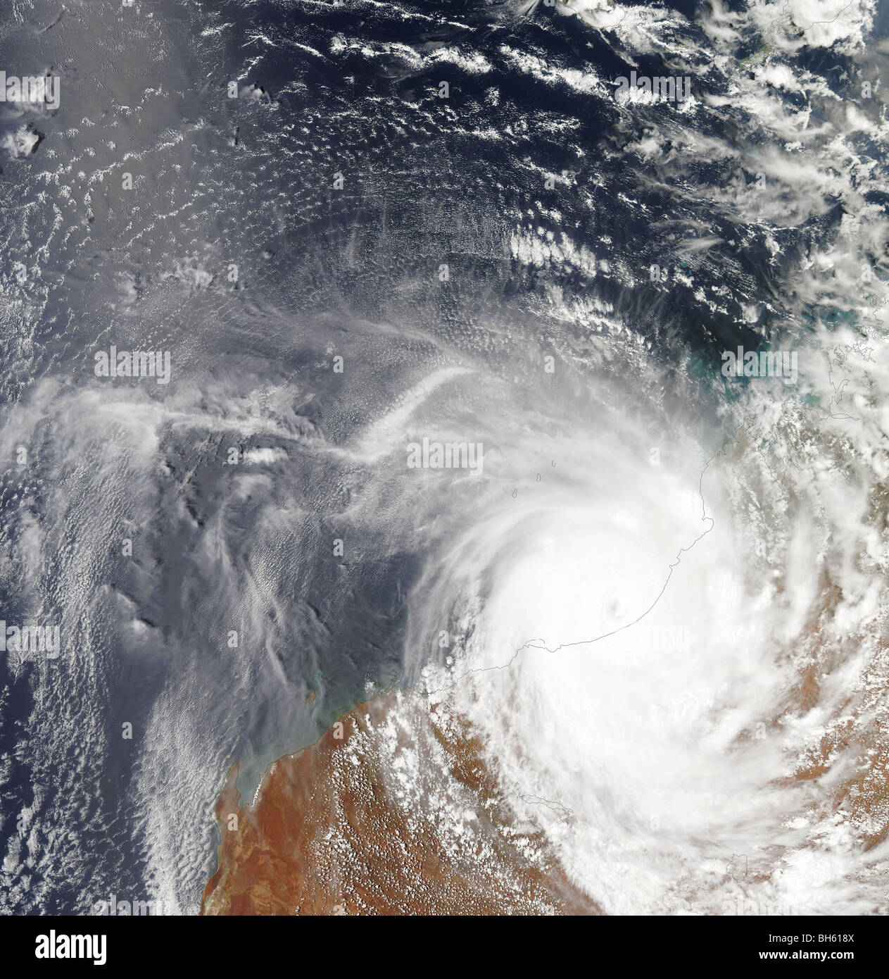 Ciclone tropicale Laurence su Western Australia. Foto Stock