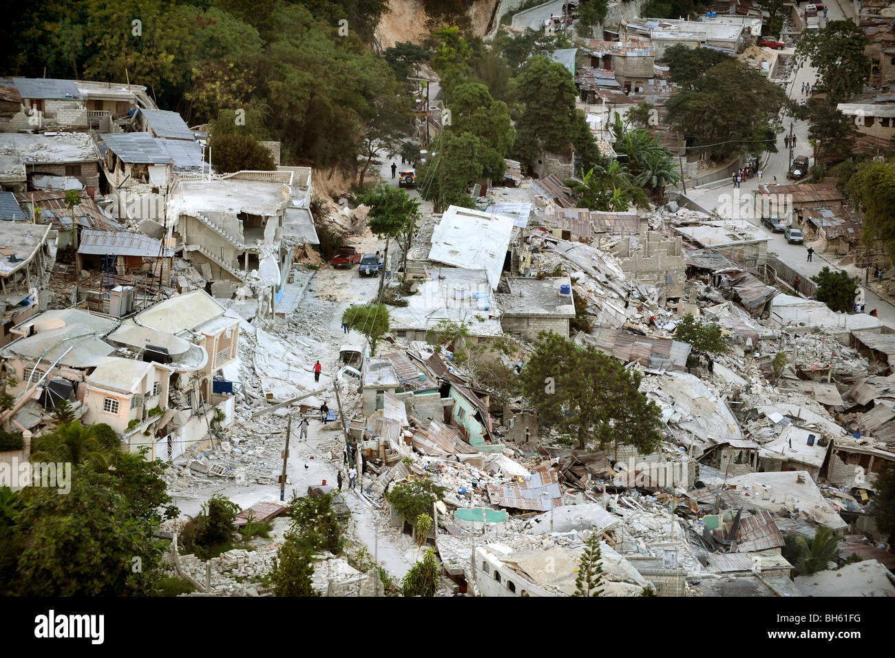 15 gennaio 2010 - Vista di Port-au-Prince, Haiti, dopo una grandezza 7 terremoto che ha colpito il paese il 12 gennaio 2010. Foto Stock