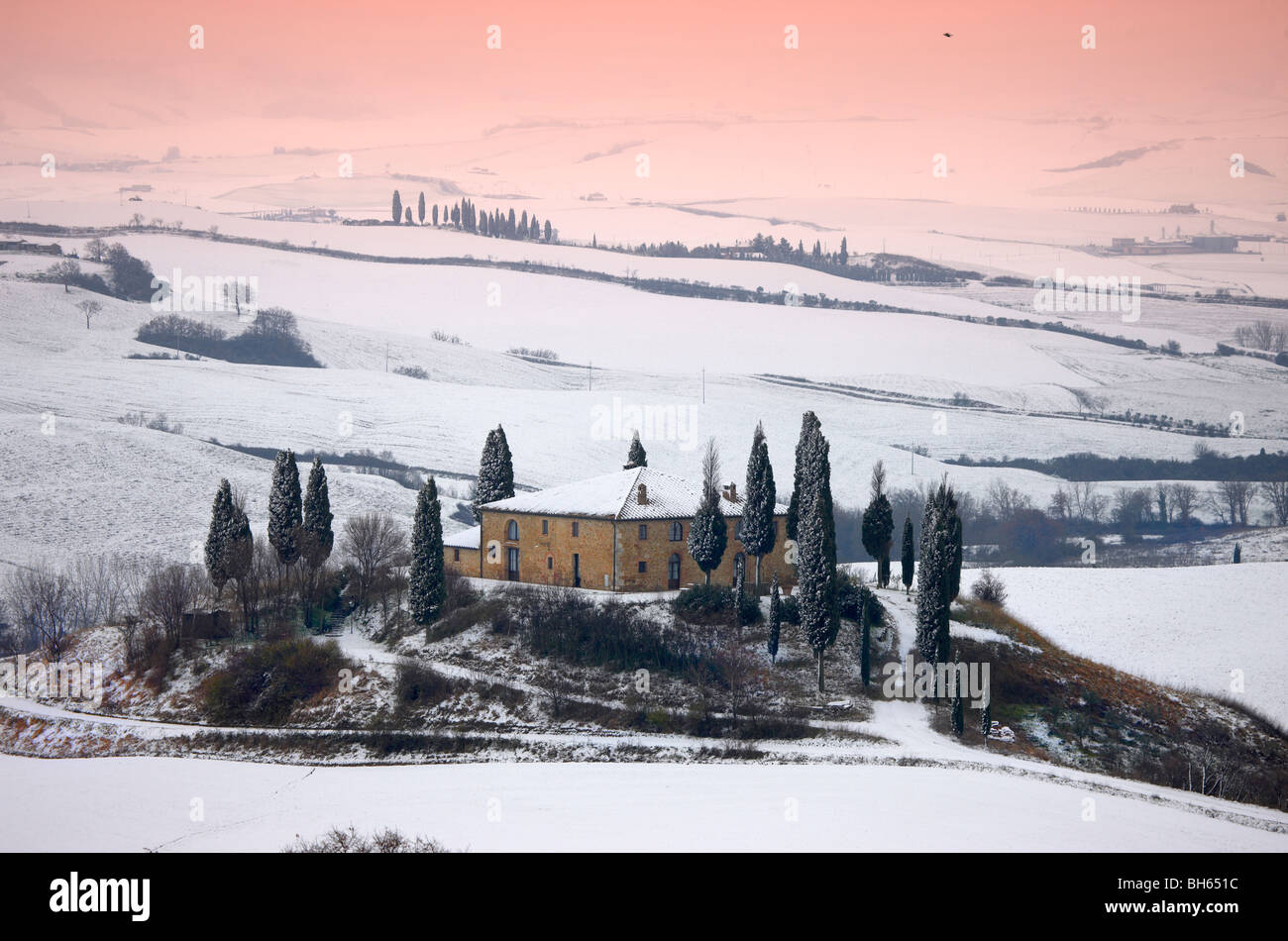 Val d'Orcia in Inverno Foto Stock