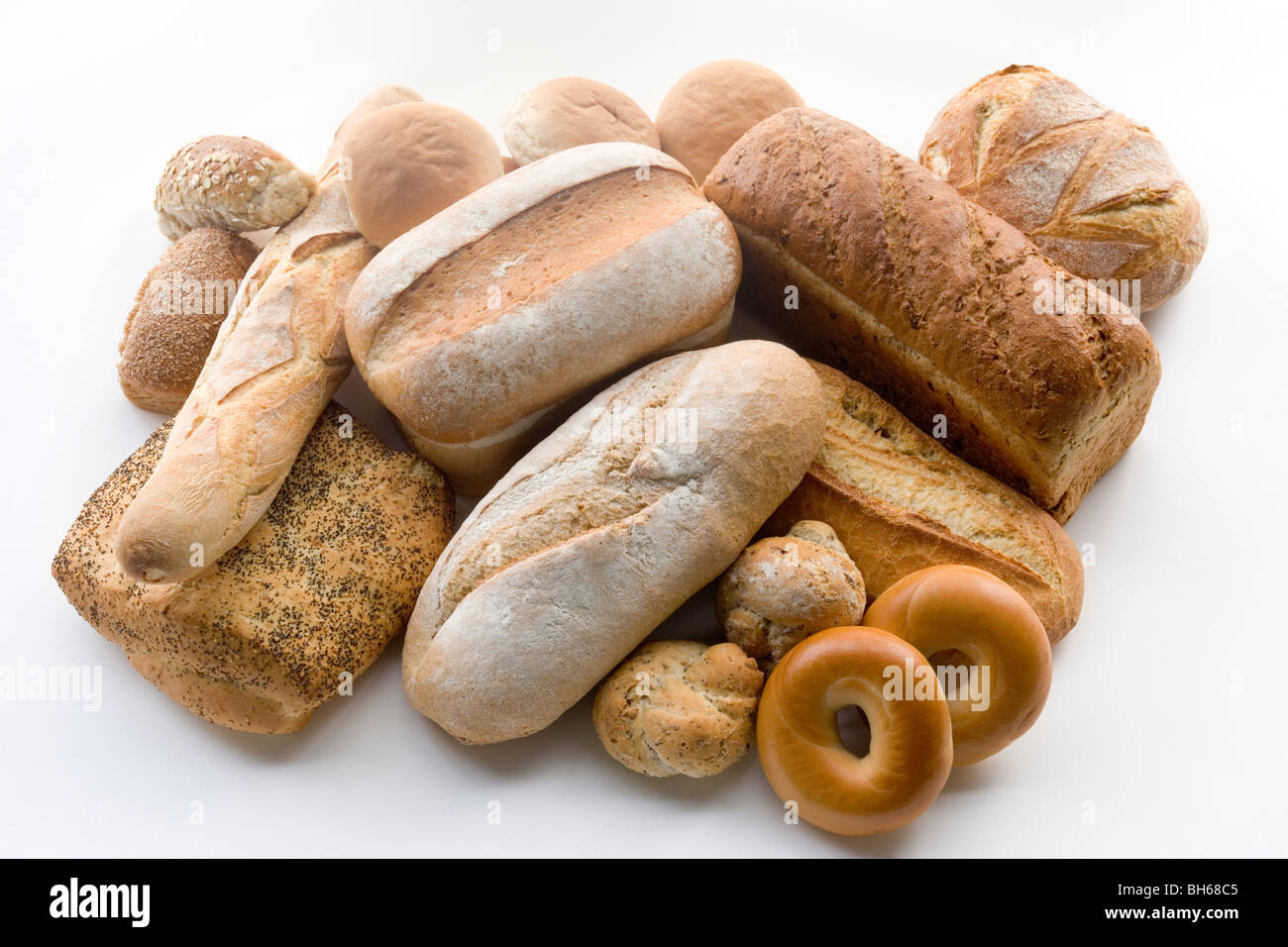 Varietà di prodotti di pane Foto Stock