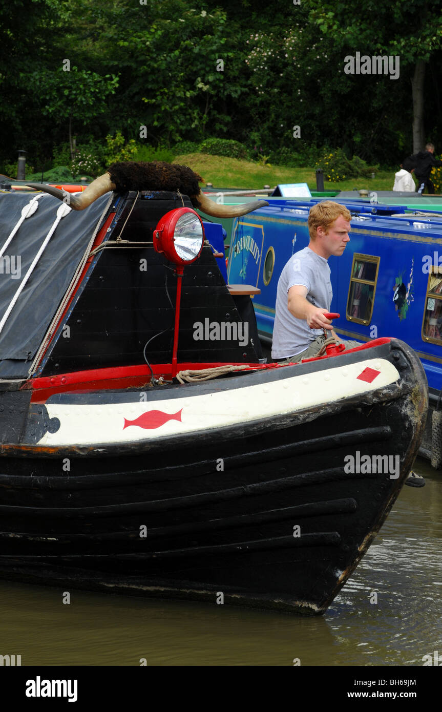 Canal Boat con corna a Braunston Canal festival Foto Stock