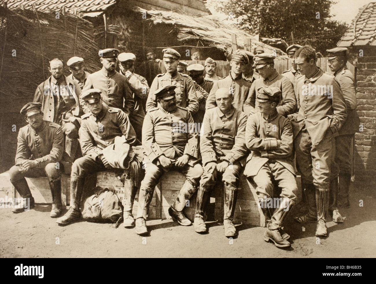 Ufficiali tedeschi prigionieri di guerra durante la Prima Guerra Mondiale. Foto Stock