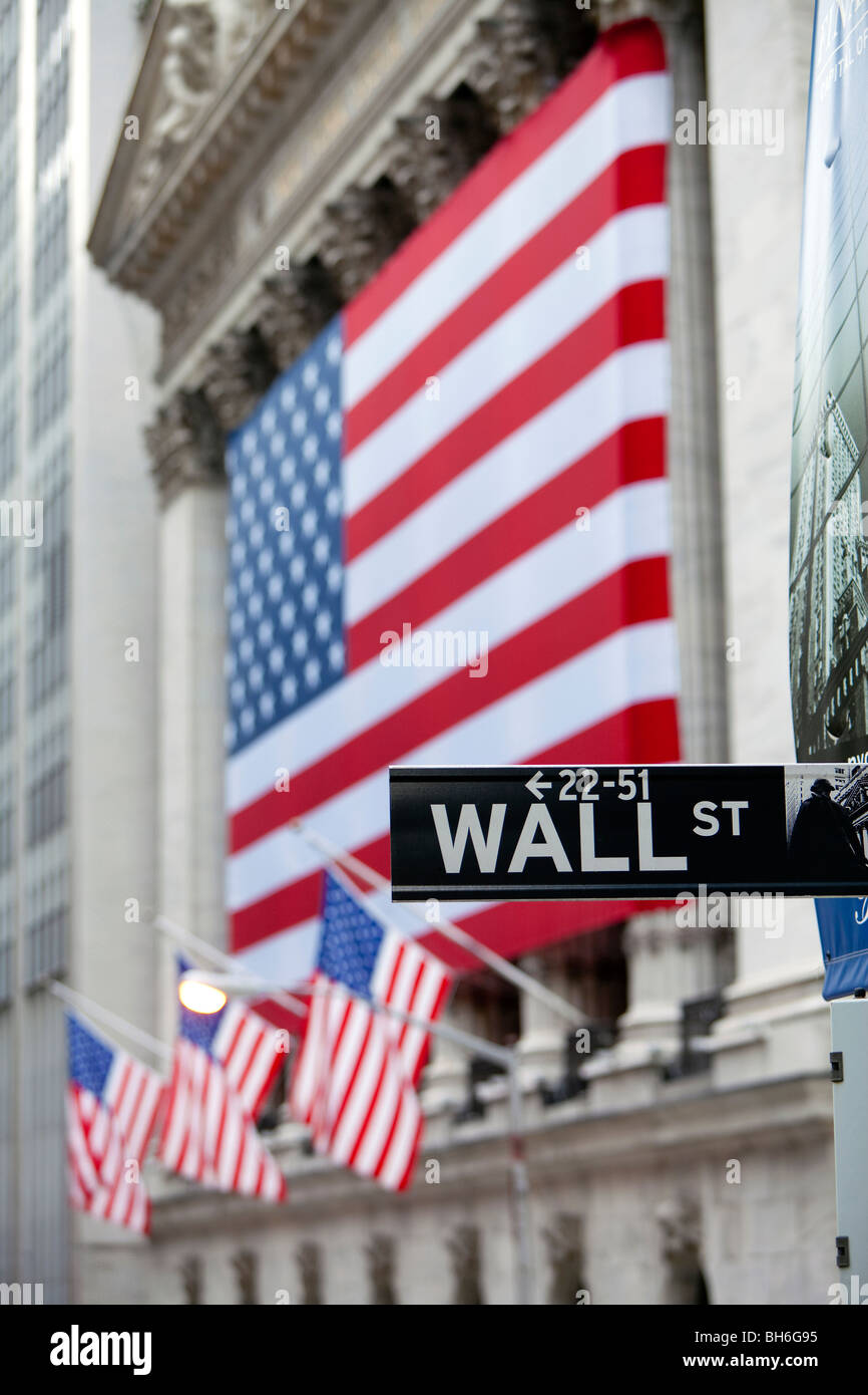 Stati Uniti d'America, New York City, Manhattan, quartiere finanziario del centro cittadino - Wall Street e il New York Stock Exchange Foto Stock
