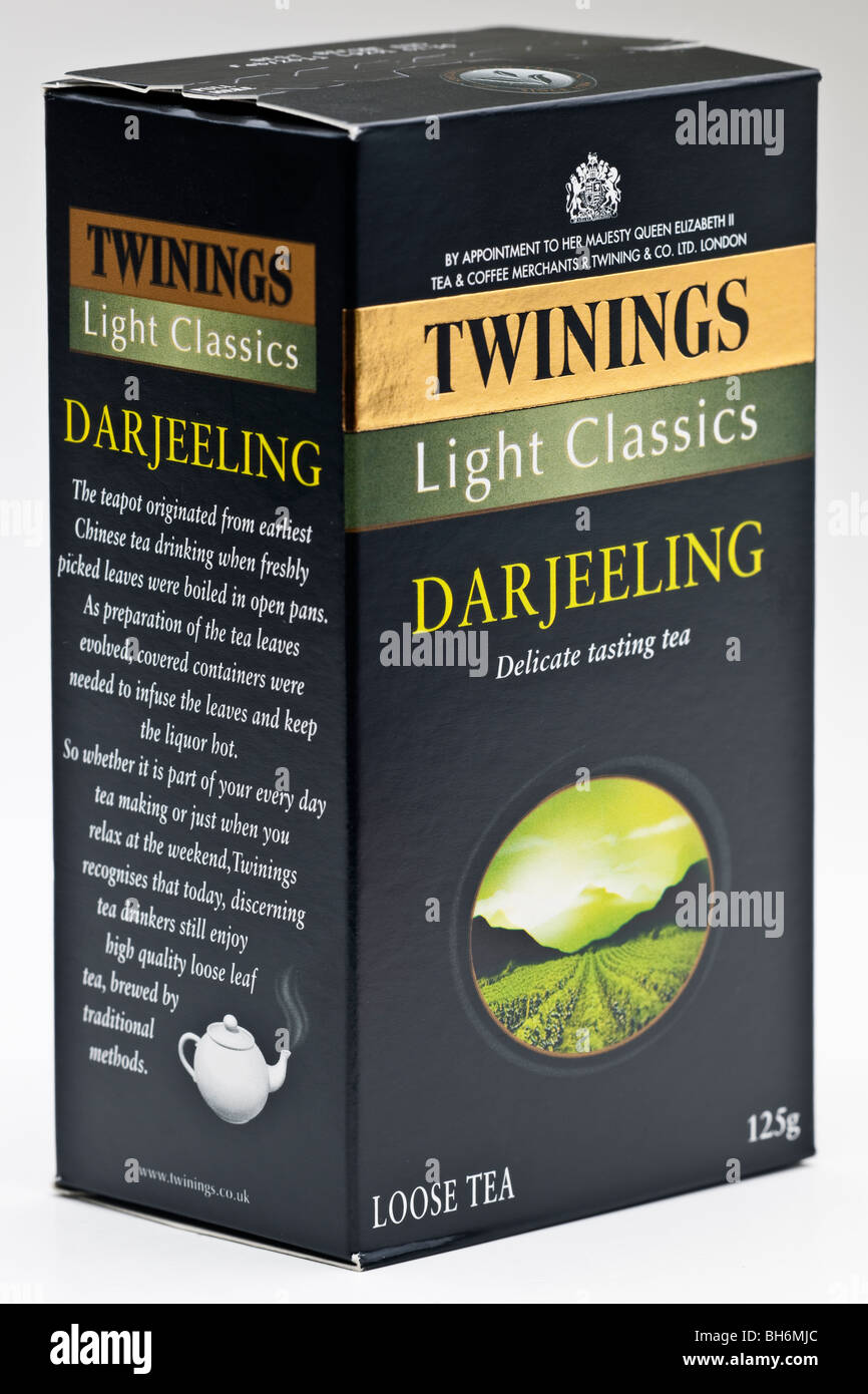 125 grammo scatola di luce di Twinings classici Darjeeling Tè sfuso Foto Stock
