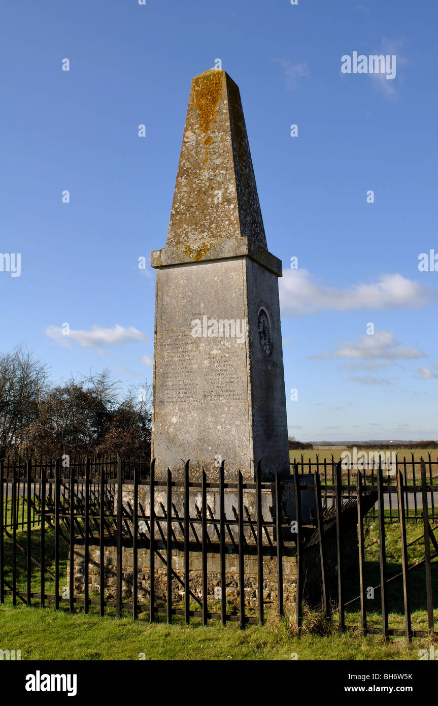 John Hampden Memorial al campo di battaglia di Chalgrove sito, Oxfordshire, England, Regno Unito Foto Stock