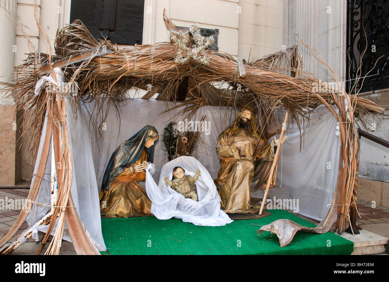 Natale Xmas presepe di Buenos Aires il Cabildo ex governo house Plaza de Mayo Argentina Foto Stock