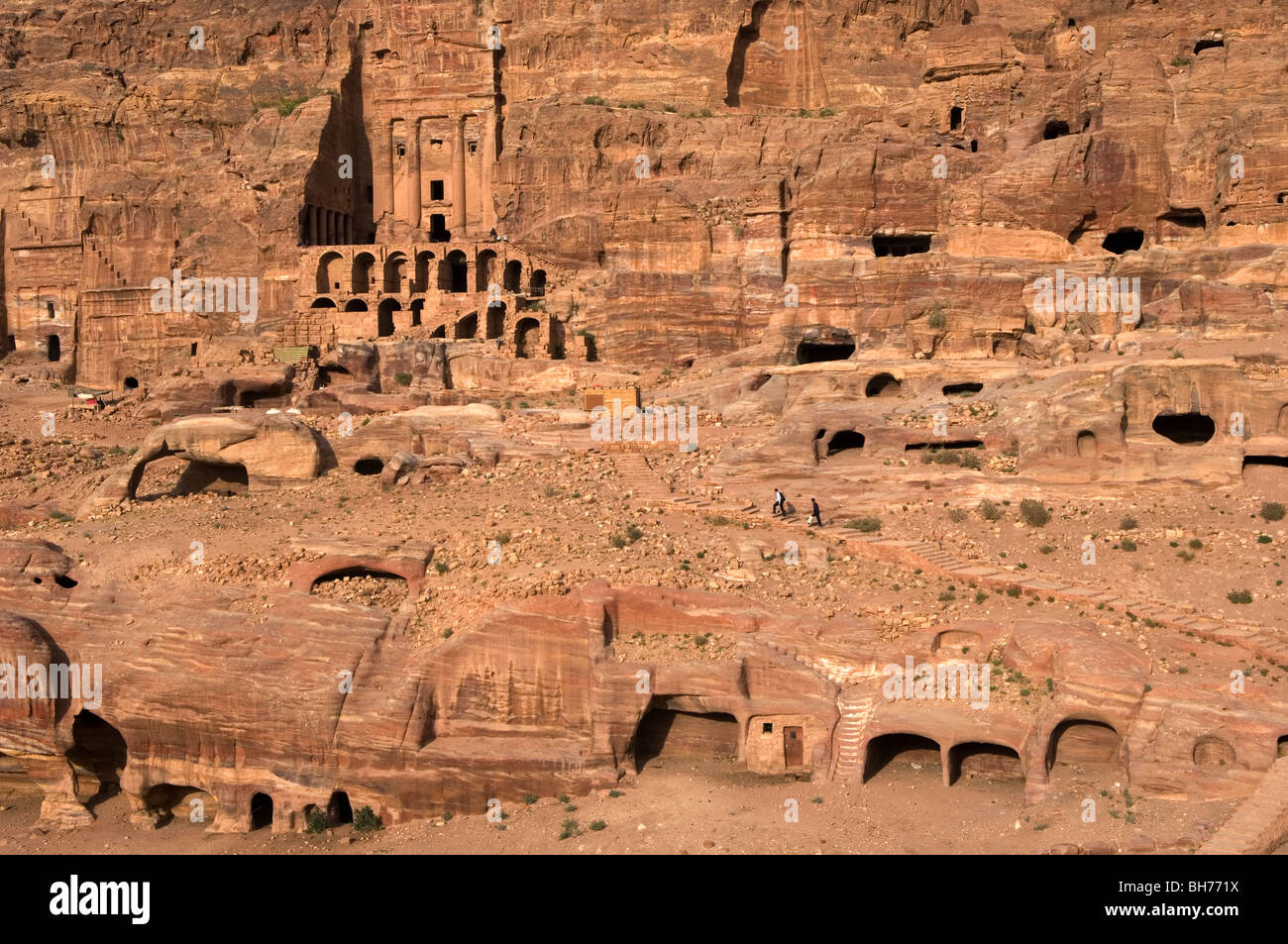 Il Nabatean tombe di Petra, Giordania, sono stati presi in consegna dai Romani come esse giacciono sul vecchio incenso rotte commerciali. Tombe reali Foto Stock