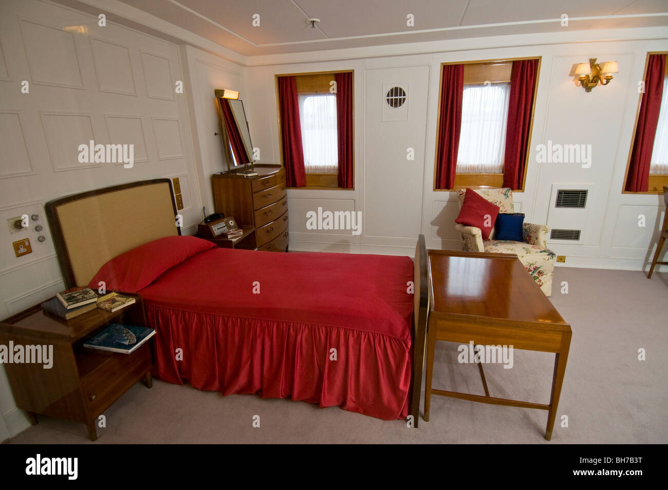 Il principe Filippo Duca di Edimburgo di camera da letto a bordo del Royal Yacht Britannia SCO 5960 Foto Stock