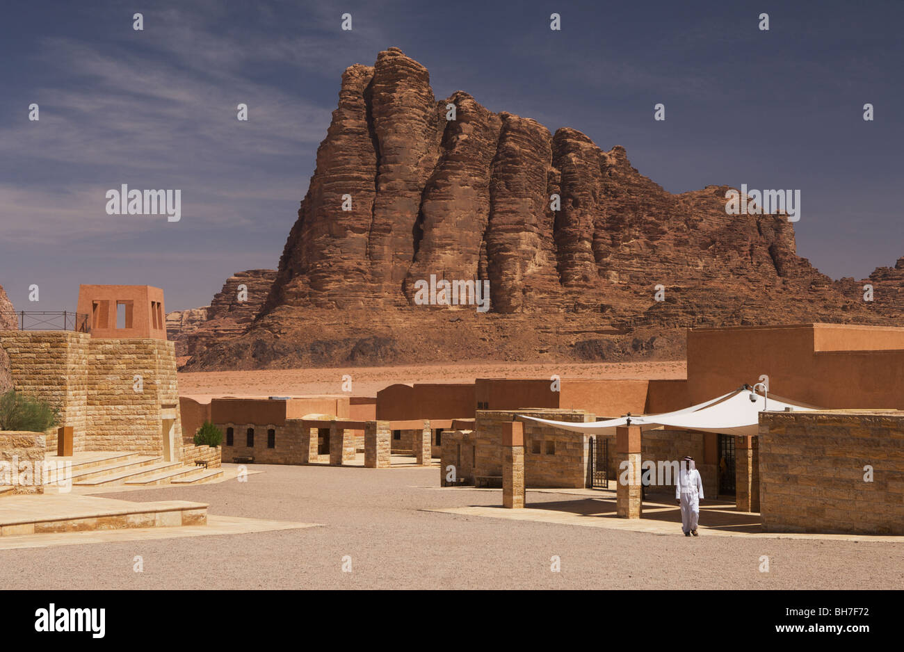 Il Wadi Rum, dove il deserto spettacolari scene di David Lean epico film 'Lawrence d'Arabia' sono state filmate, Giordania Meridionale Foto Stock