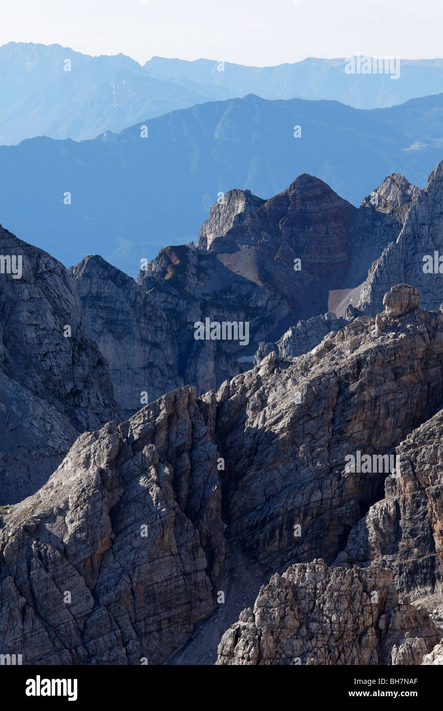 Vista delle Dolomiti di Brenta montagne, nord Italia. Foto Stock