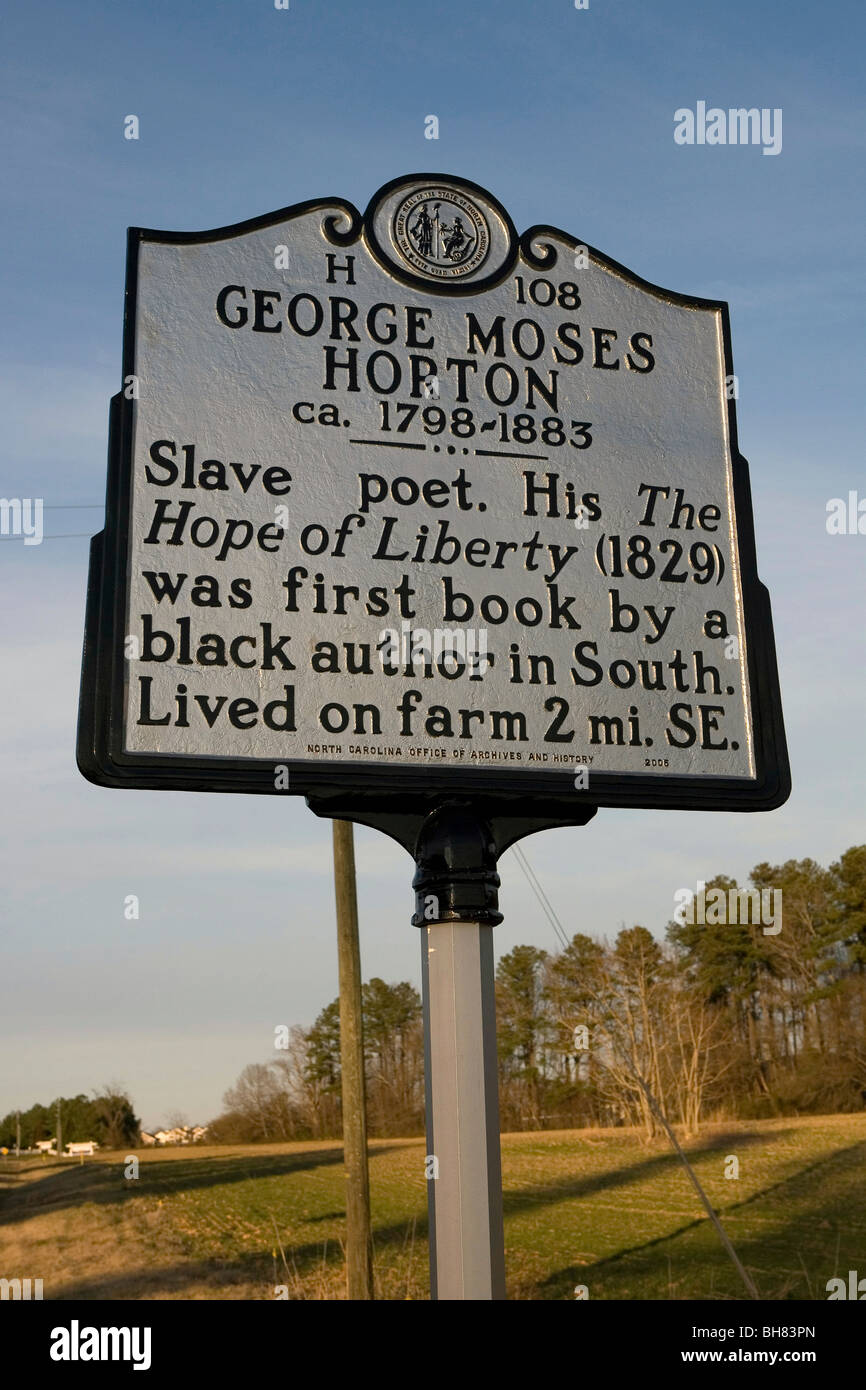 George Mosè Horton ca. 1798-1883 North Carolina marcatore storico, NC storia Foto Stock