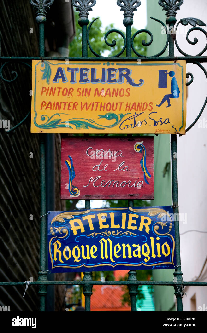 Buenos Aires Argentina La Boca El Caminito segno Street Painting Foto Stock