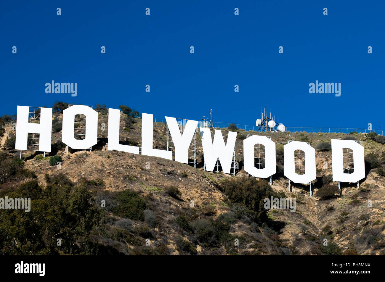 Il bianco di Hollywood Sign, Los Angeles, California, Stati Uniti d'America Foto Stock