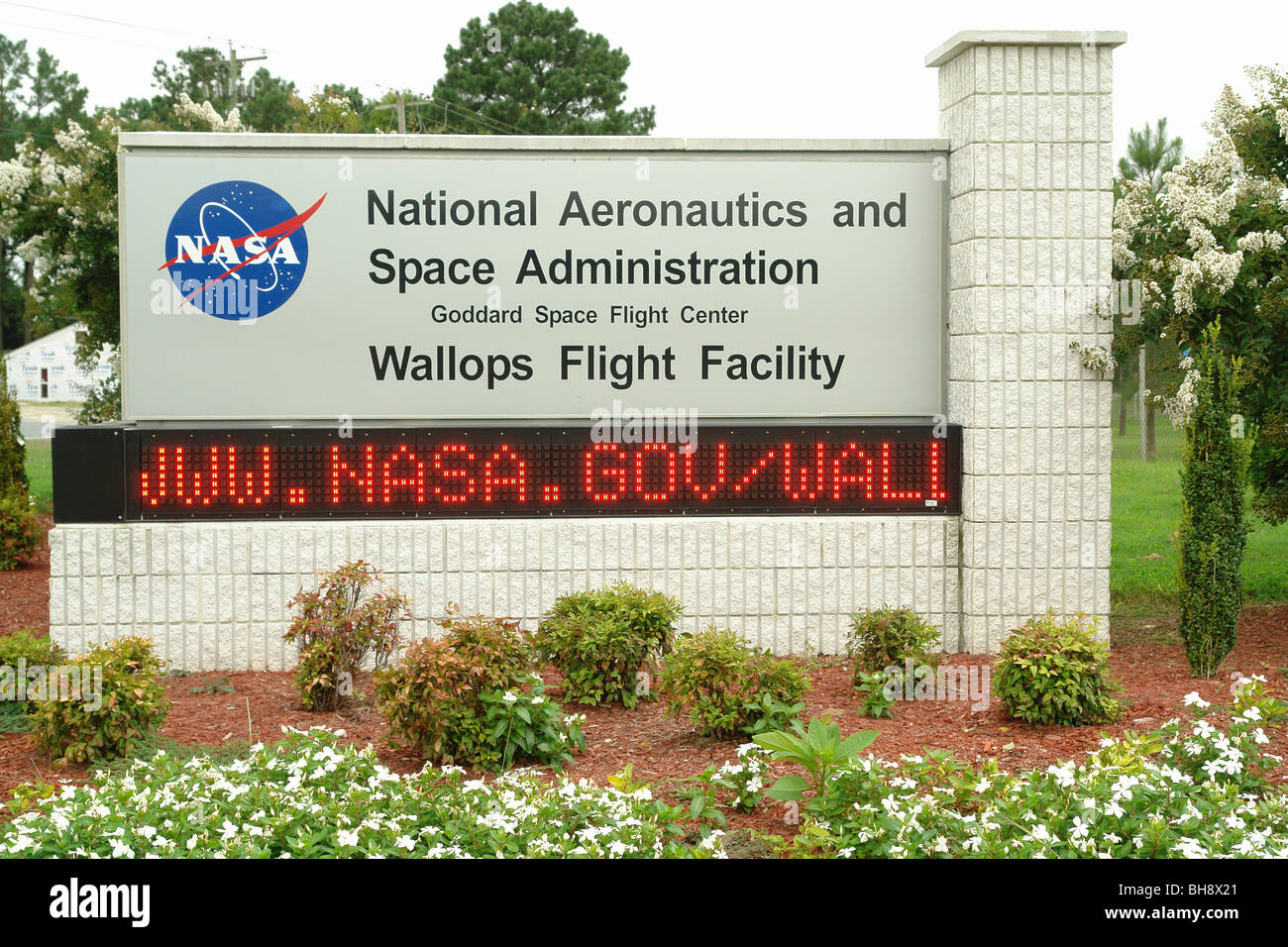 AJD64126, Chincoteague, VA, Virginia, Goddard Space Flight Center della NASA, Visitor Center, Wallop Flight Facility, segno di ingresso Foto Stock