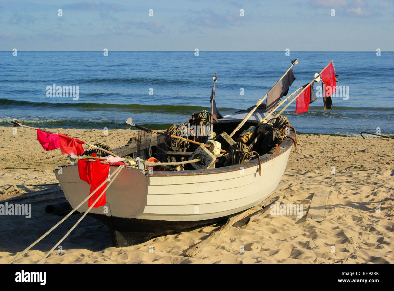 Fischkutter am Strand - taglierina di pesca sulla spiaggia 15 Foto Stock