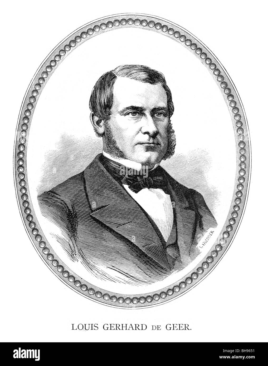 Il barone Luigi Gerhard de Geer di Finspång (18 luglio 1818 - 24 settembre 1896) è stato svedese di statista e scrittore. Foto Stock