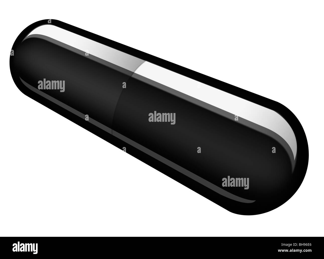Illustrazione di un carbone attivo capsula, progettato per la cura dell'apparato digerente Foto Stock