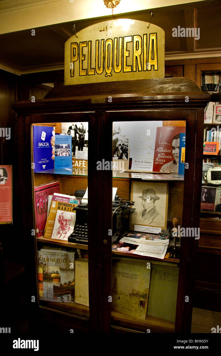 Biblioteca Gran Cafe Torini Buenos Aires Argentina Town City art nouveau Carlos Gardel tango scrittore Jorge Luis Borges Foto Stock