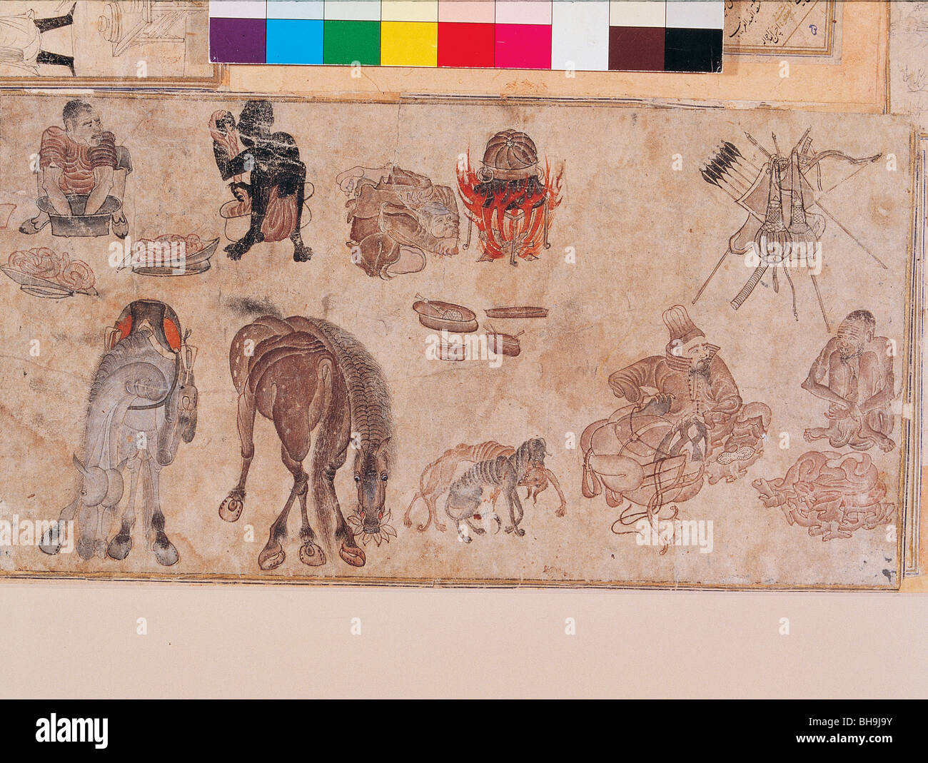 Miniatura raffigurante, tribù nomade è steppe siberiane, Fatih Album, Topkapi Palace Museum. Foto Stock