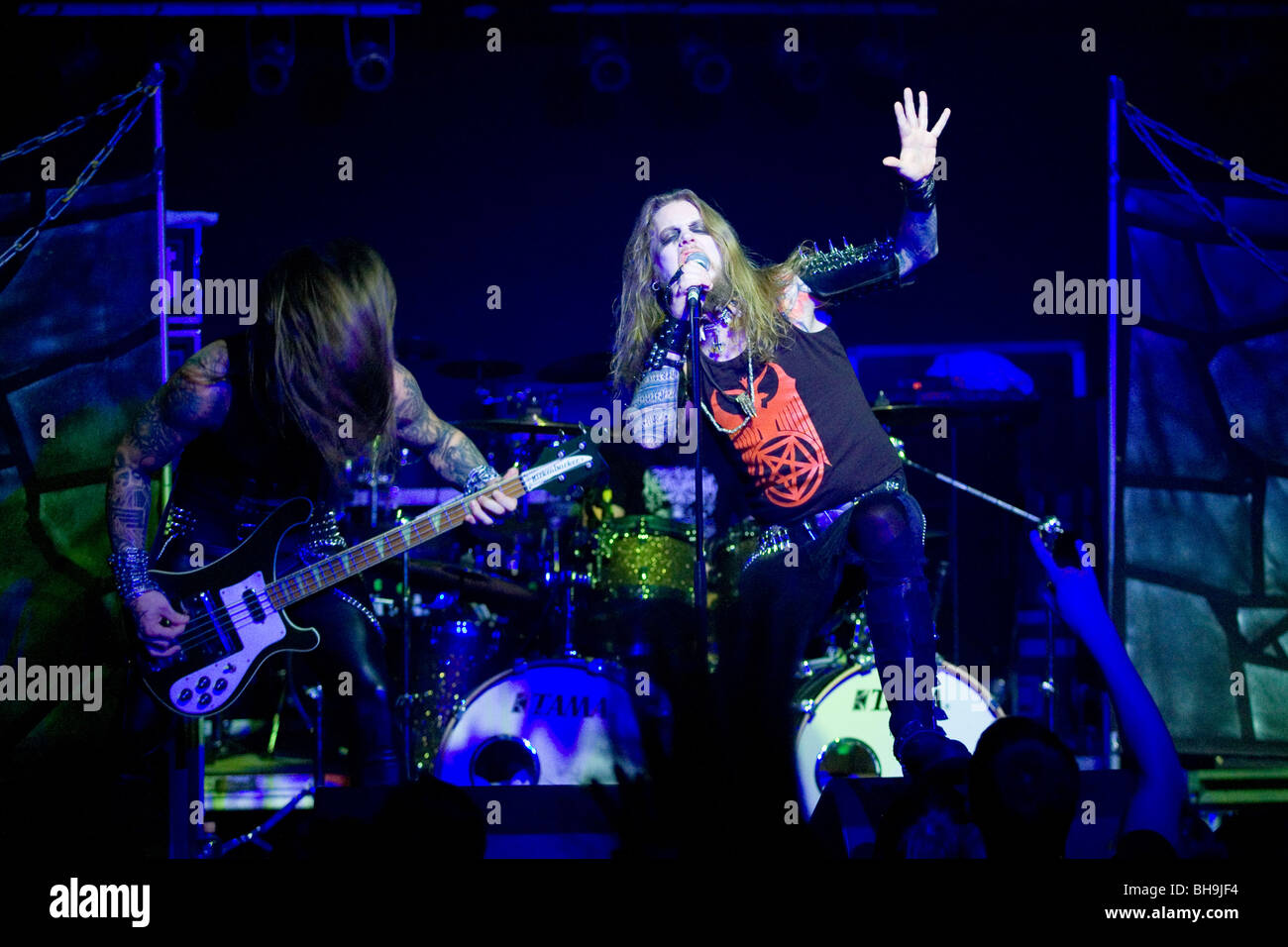 BUDAPEST - 18 gennaio: Svezia band death metal chiamato Necrophobic esegue sul palco al Club Diesel Foto Stock