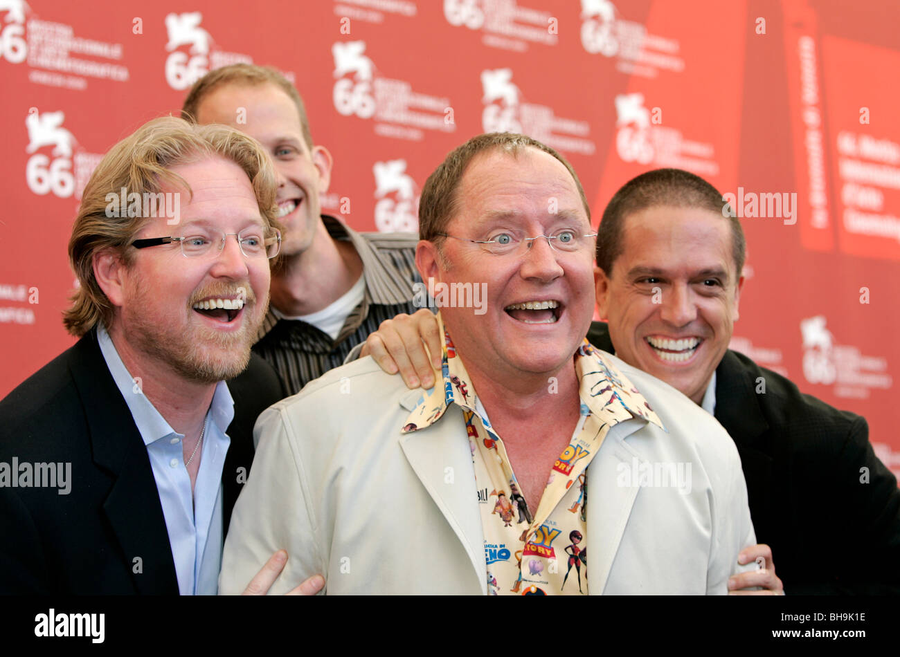 ANDREW STANTON Pete Docter John Lasseter Lee Unkrich PIXAR dirigenti Lifetime ACHIVEMENT PHOTOCALL FESTIVAL DEL CINEMA DI VENEZIA LIDO Foto Stock