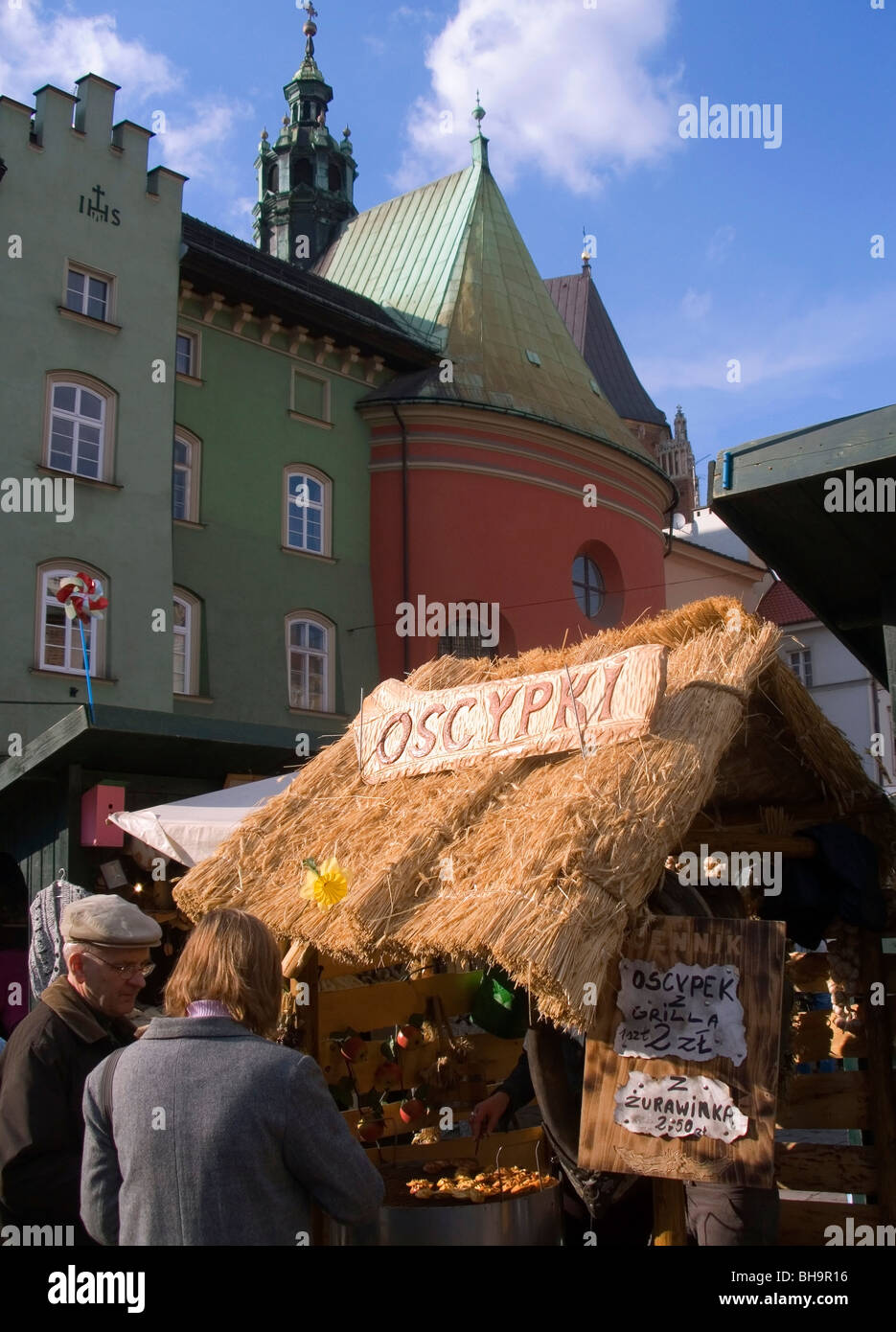 La Polonia, Cracovia, Pasqua, formaggio osczpki Foto Stock