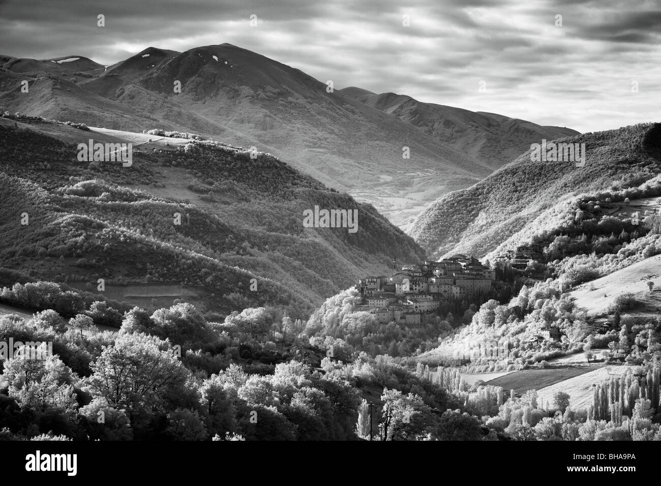 Preci, Valnerina, Parco Nazionale dei Monti Sibillini, Umbria, Italia Foto Stock