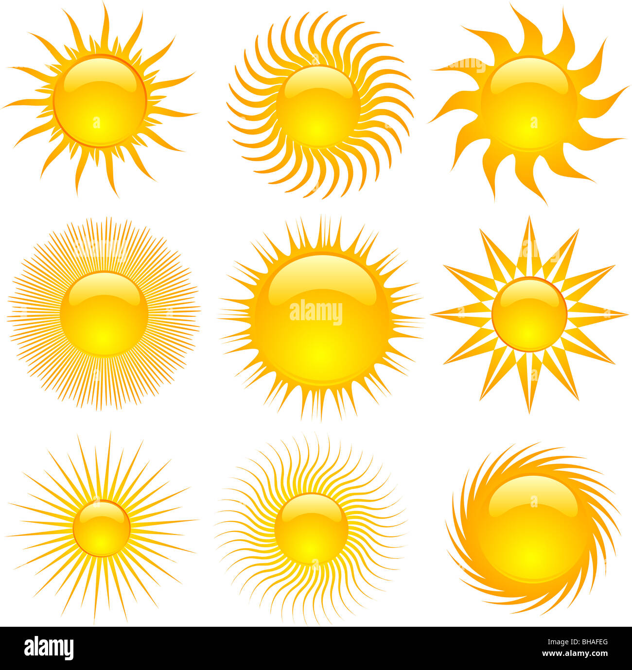 Varie icone di Sun Foto Stock