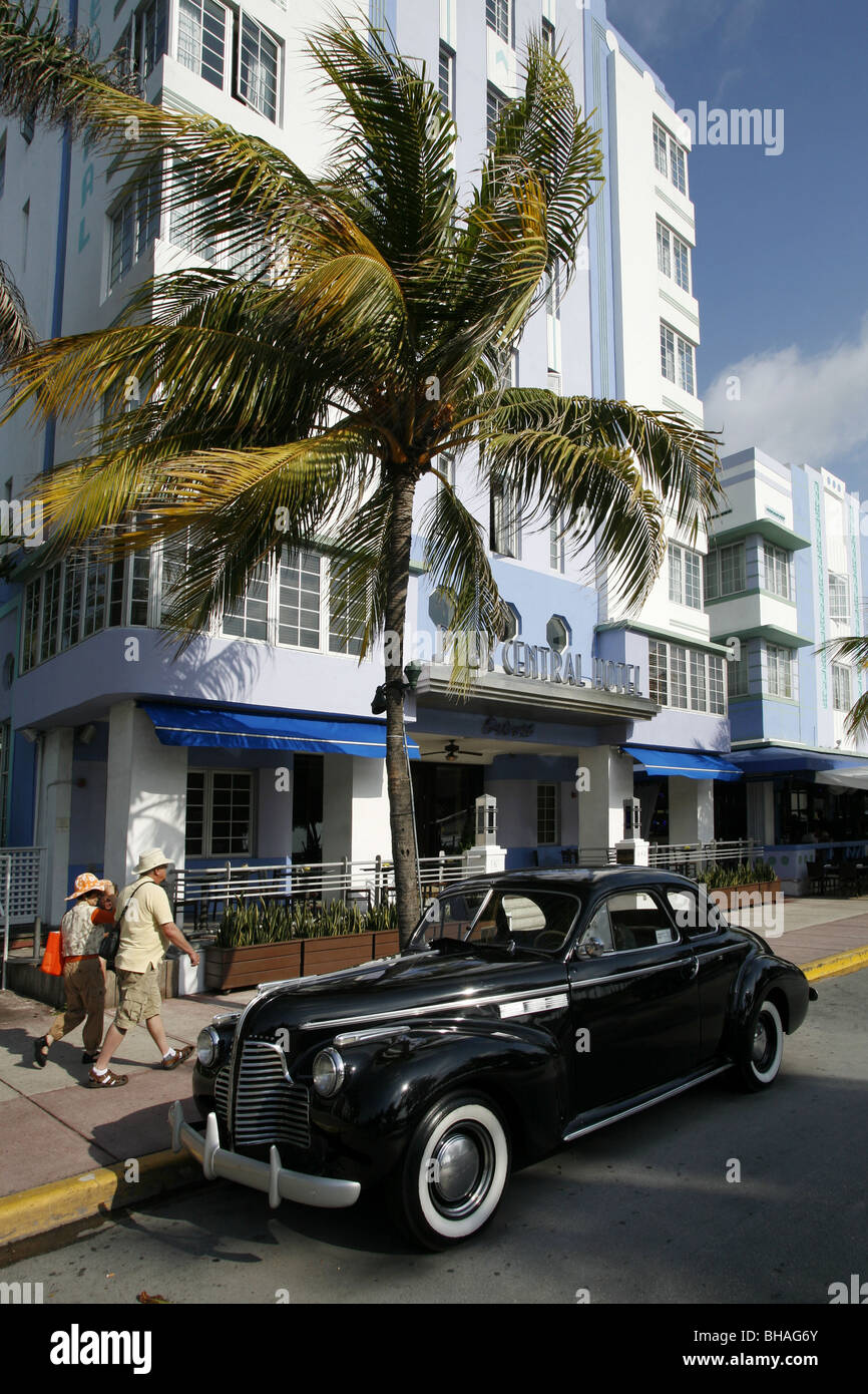 Park Central Hotel, Ocean Drive e South Beach, Miami, Florida, Stati Uniti d'America Foto Stock